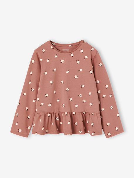 Blouse manches longues fille bois de rose+taupe 1 - vertbaudet enfant 