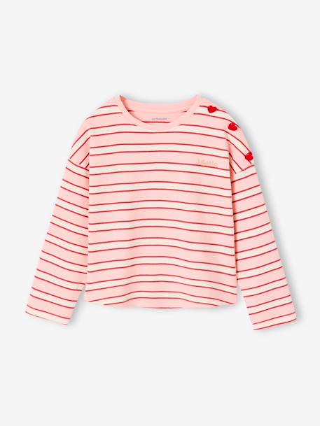 T-shirt marinière manches longues fille marine+rose bonbon 4 - vertbaudet enfant 