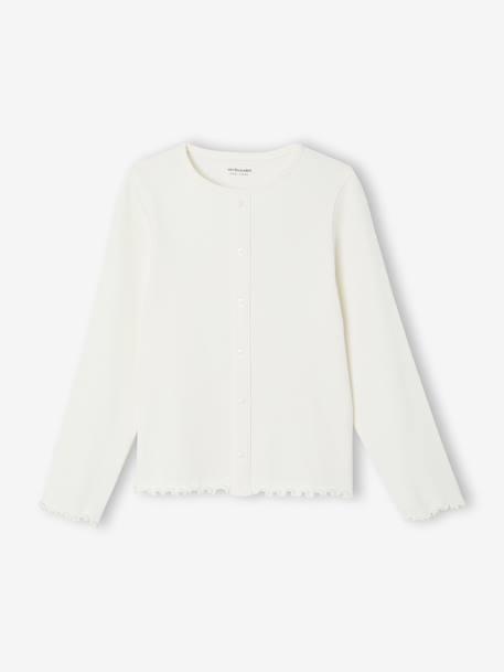 T-shirt manches longues fille écru+taupe 1 - vertbaudet enfant 