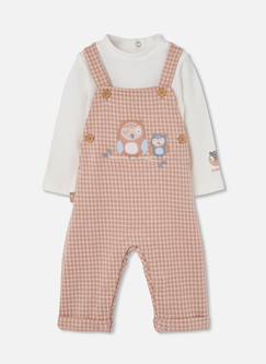 -Ensemble maille bébé garçon carreaux brodé hiboux