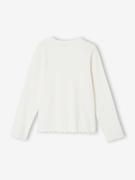 T-shirt manches longues fille écru+taupe 2 - vertbaudet enfant 