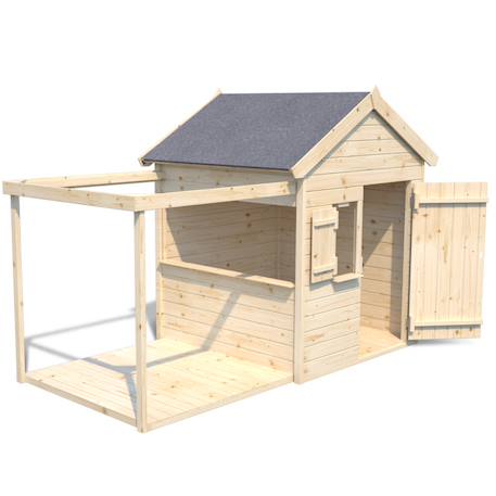 Cabane bois enfant avec pergola et comptoir epicerie Beige 3 - vertbaudet enfant 