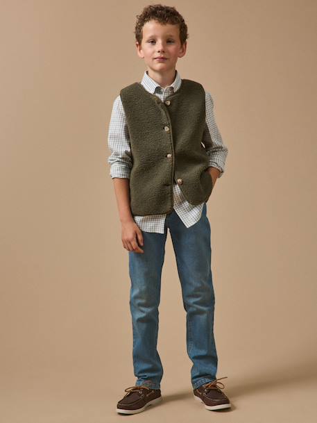 Veste sans manches en sherpa garçon Encre+Kaki 6 - vertbaudet enfant 