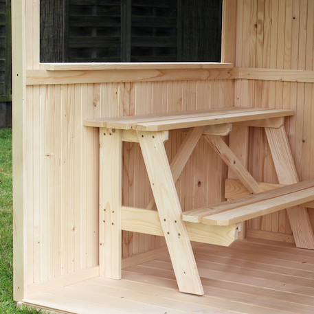 Cabane en bois avec préau et table de jeu jazz Marron 6 - vertbaudet enfant 