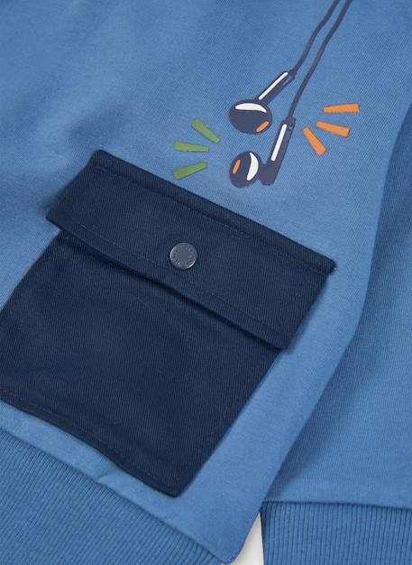 Sweat-shirt garçon molleton à capuche imprimé gaming Bleu 4 - vertbaudet enfant 