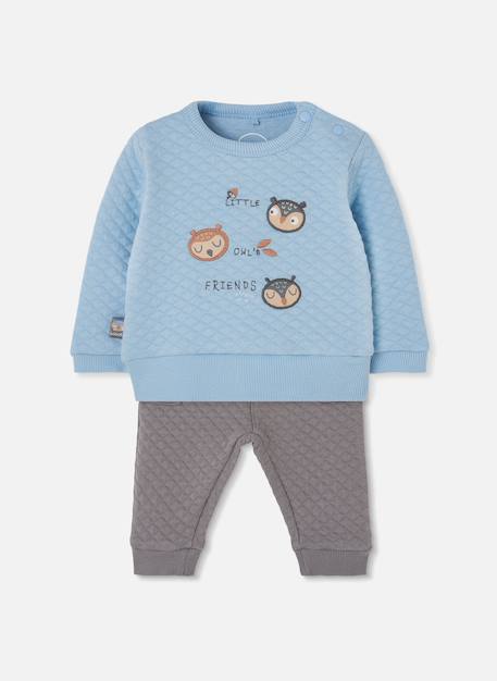 Ensemble bébé garçon maille imprimé hiboux Bleu 1 - vertbaudet enfant 