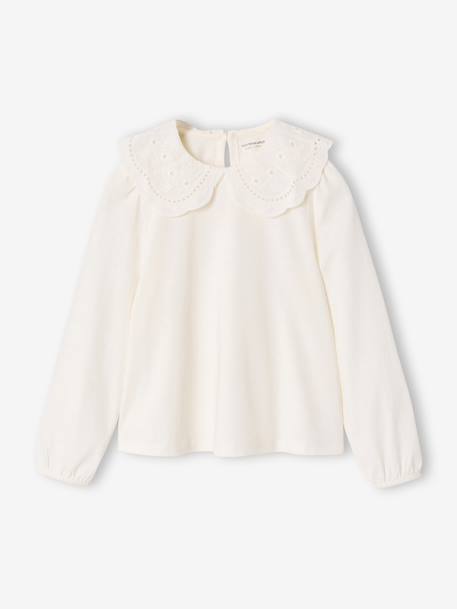 T-shirt manches longues fille écru+rose pâle 1 - vertbaudet enfant 