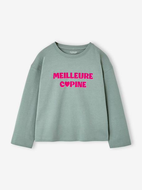 T-shirt manches longues fille encre+rose pâle+vert 12 - vertbaudet enfant 