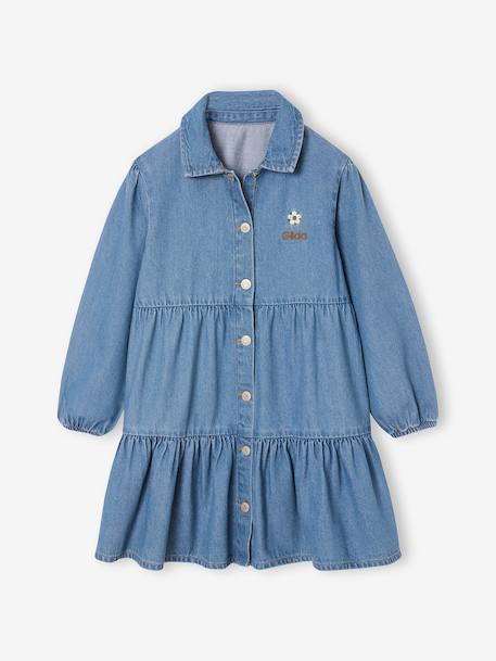 Robe en denim léger fille bleu moyen+denim gris 4 - vertbaudet enfant 