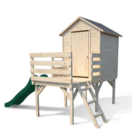 Cabane en bois sur pilotis avec toboggan josephine Marron 3 - vertbaudet enfant 