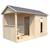 Cabane en bois avec préau et table de jeu jazz Marron 3 - vertbaudet enfant 