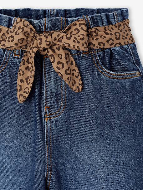Jean large paperbag fille bleu foncé+bleu moyen 3 - vertbaudet enfant 