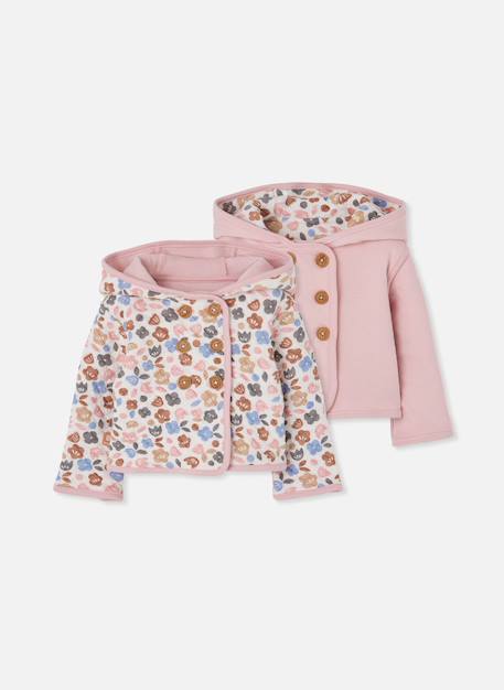 Veste bébé réversible imprimé fleurs Pink 1 - vertbaudet enfant 