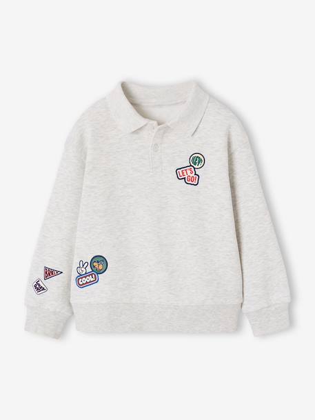 Sweat polo garçon gris chiné 1 - vertbaudet enfant 