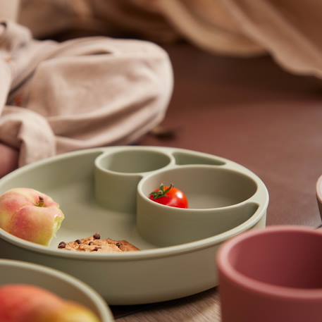Assiette compartimentée en silicone Rose+Vert 4 - vertbaudet enfant 