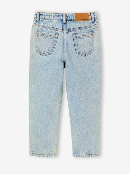 Jean fille mom brodé fleurs bleu+bleu clair+bleu moyen 4 - vertbaudet enfant 