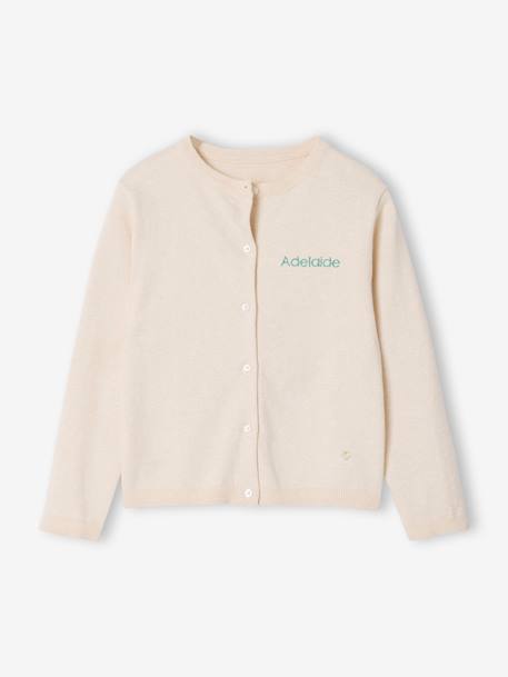 Gilet fille maille fine BASICS anthracite+beige chiné+bleu grisé+bois de rose+jaune+marine+prune+vanille+vert émeraude 7 - vertbaudet enfant 