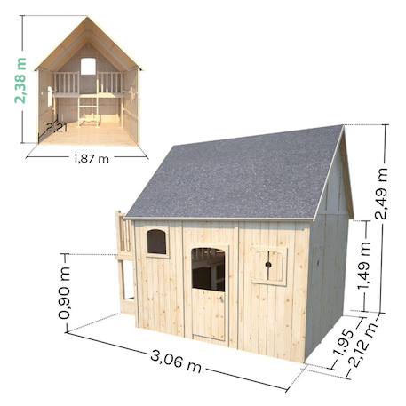 Cabane en bois sur pilotis avec mezzanine et bac à sable duplex Marron 4 - vertbaudet enfant 