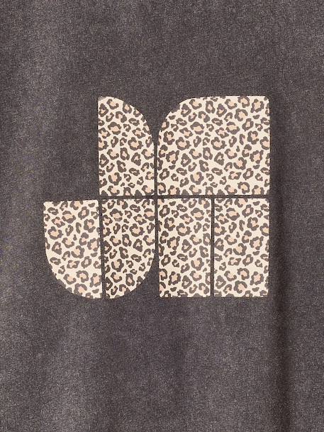 T-shirt manches courtes fille anthracite+écru 3 - vertbaudet enfant 