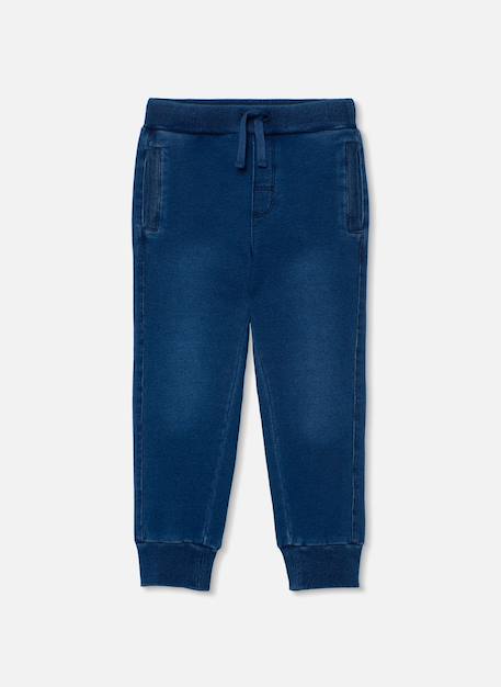 Pantalon garçon molleton denim Bleu 1 - vertbaudet enfant 