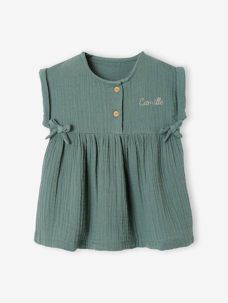 Robe bébé en gaze de coton ocre+vert 10 - vertbaudet enfant 