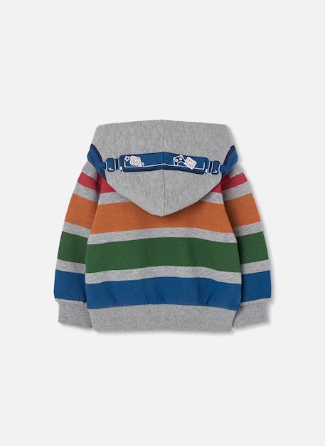Sweat-shirt garçon en molleton rayé Gris 3 - vertbaudet enfant 