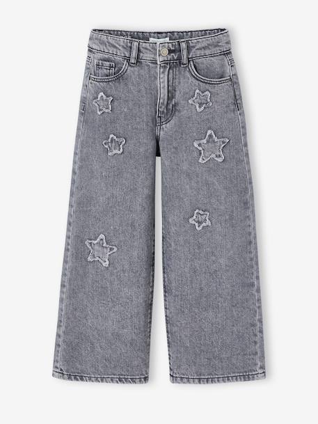 Jean large fille étoiles bleu clair+denim gris 7 - vertbaudet enfant 