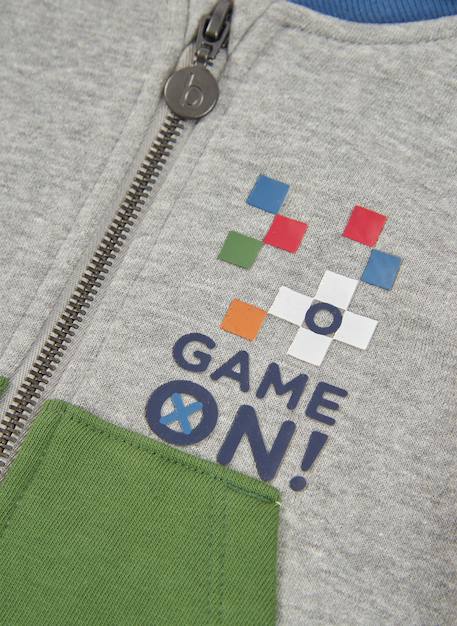 Sweat-shirt garçon à capuche game on Gris 3 - vertbaudet enfant 