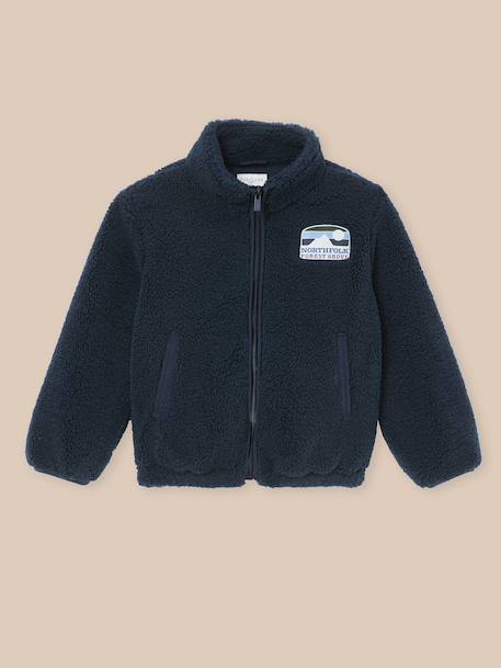 Cardigan garçon zippé en sherpa Kaki+Marine 6 - vertbaudet enfant 