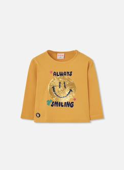 T-shirt en maille fille avec sequins smiley  - vertbaudet enfant