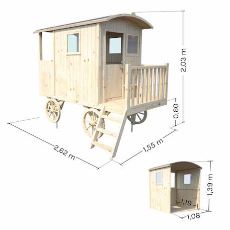 Cabane roulotte en bois sur pilotis pour enfants carry Marron 4 - vertbaudet enfant 