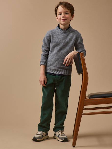 Pantalon relax en velours côtelé garçon Bouteille+Marine 4 - vertbaudet enfant 