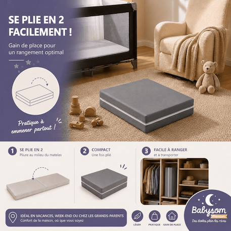 Matelas bébé pliant 60x1 Vert 5 - vertbaudet enfant 