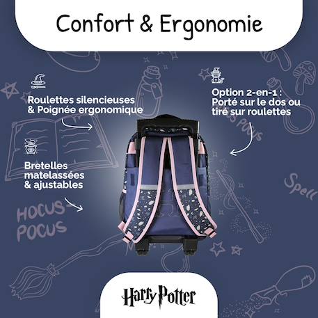 Sac à dos à roulettes - 2 compartiments Harry Potter- Hedwig Mystic Winter Bleu Nuit 4 - vertbaudet enfant 