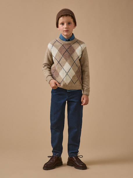 Pull jacquard avec laine garçon Beige 4 - vertbaudet enfant 