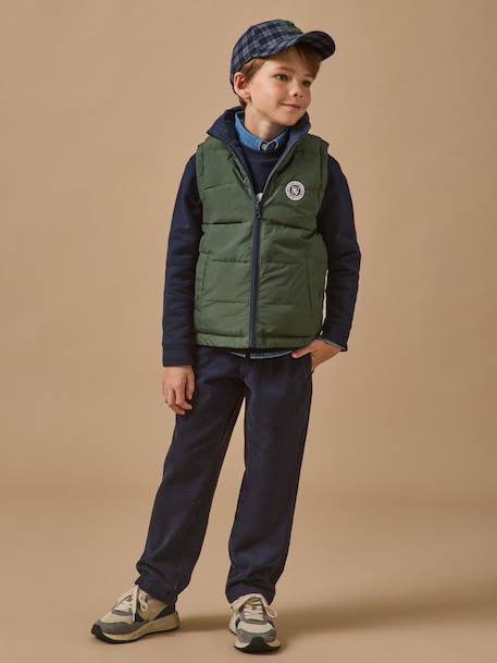 Pantalon relax en velours côtelé garçon Bouteille+Marine 9 - vertbaudet enfant 