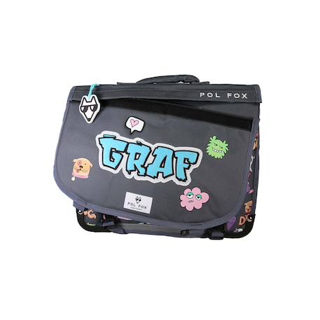 Cartable réversible 2 compartiments Street Art - 38 cm Gris 5 - vertbaudet enfant 