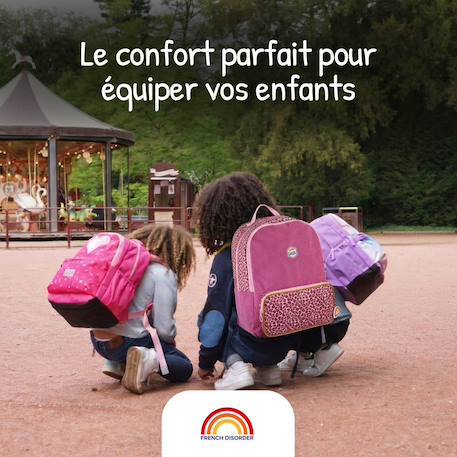 Sac à dos scolaire - 2 compartiments French Disorder - Velours côtelé Léopard Rose 5 - vertbaudet enfant 