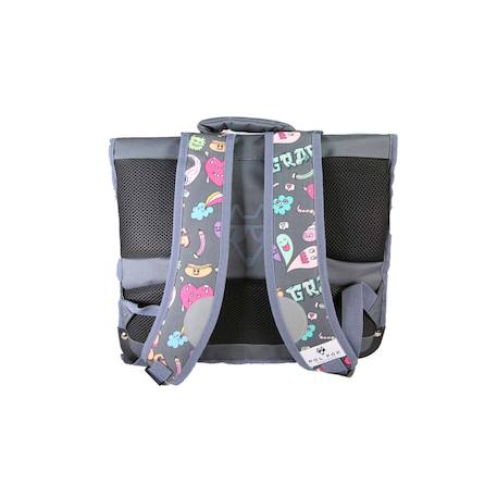 Cartable réversible 2 compartiments Street Art - 38 cm Gris 4 - vertbaudet enfant 