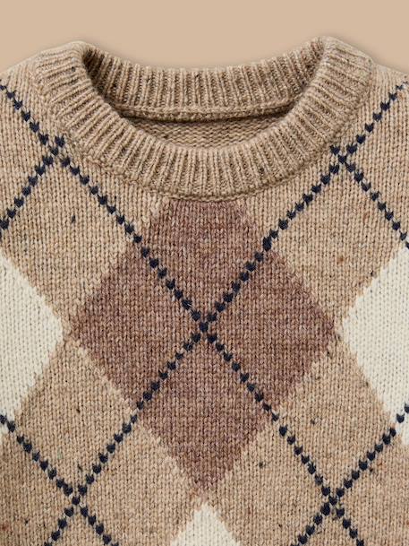 Pull jacquard avec laine garçon Beige 2 - vertbaudet enfant 