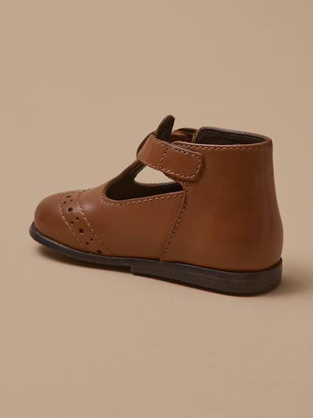 Salomés en cuir bébé Cognac+Marine 2 - vertbaudet enfant 