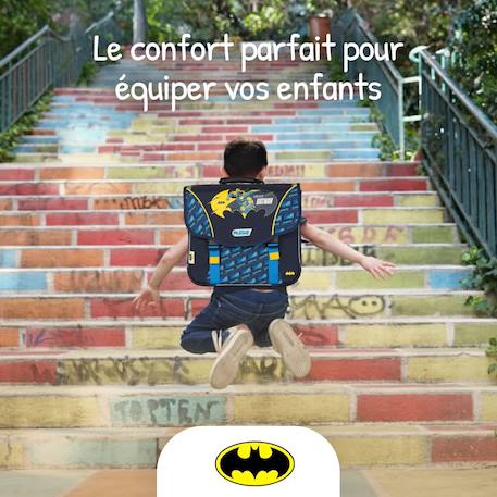 Cartable scolaire 38 cm - 2 compartiments Batman Forever Bleu et Jaune 5 - vertbaudet enfant 