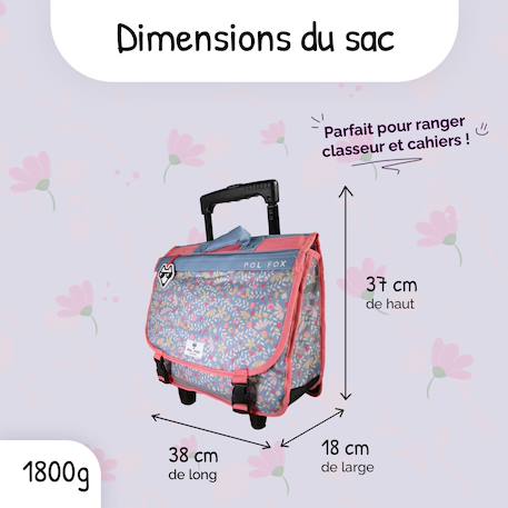 Cartable à roulettes réversible 2 compartiments Happy Jean - 38 cm Bleu 3 - vertbaudet enfant 