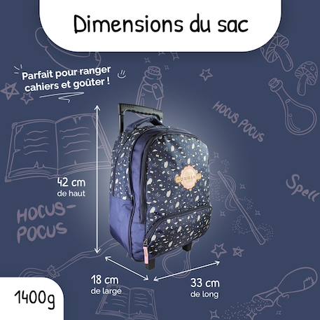 Sac à dos à roulettes - 2 compartiments Harry Potter- Hedwig Mystic Winter Bleu Nuit 3 - vertbaudet enfant 