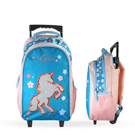 Fille-Accessoires-Fourniture scolaire-Cartable-Sac à dos scolaire à roulettes 2 compartiments Cybel - Licorne pailletée
