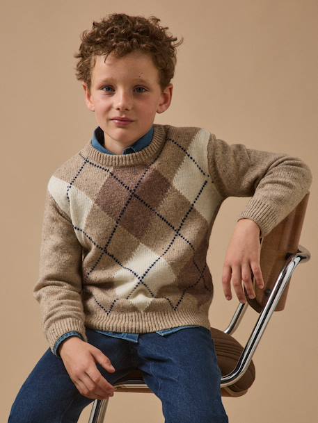 Garçon-Pull, gilet, sweat-Pull jacquard avec laine garçon
