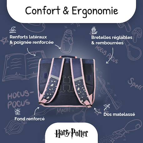 Cartable scolaire 38 cm - 2 compartiments Harry Potter- Hedwig Mystic Winter Bleu 4 - vertbaudet enfant 