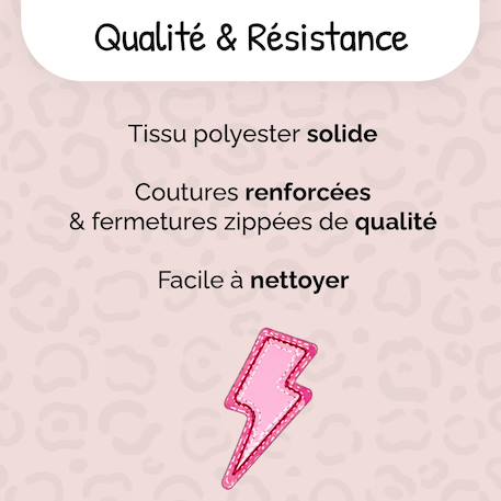 Sac à dos scolaire 2 compartiments KIP Graou Rose Léopard 6 - vertbaudet enfant 
