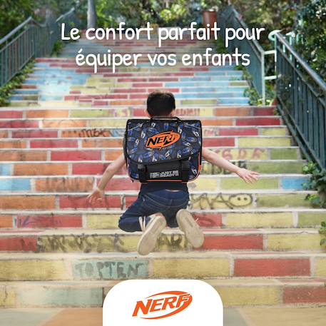 Cartable scolaire 38 cm - 2 compartiments Nerf  Off Screen Noir et orange 5 - vertbaudet enfant 