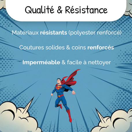 Cartable scolaire 38 CM - 2 compartiments Superman Comics Bleu et rouge 6 - vertbaudet enfant 